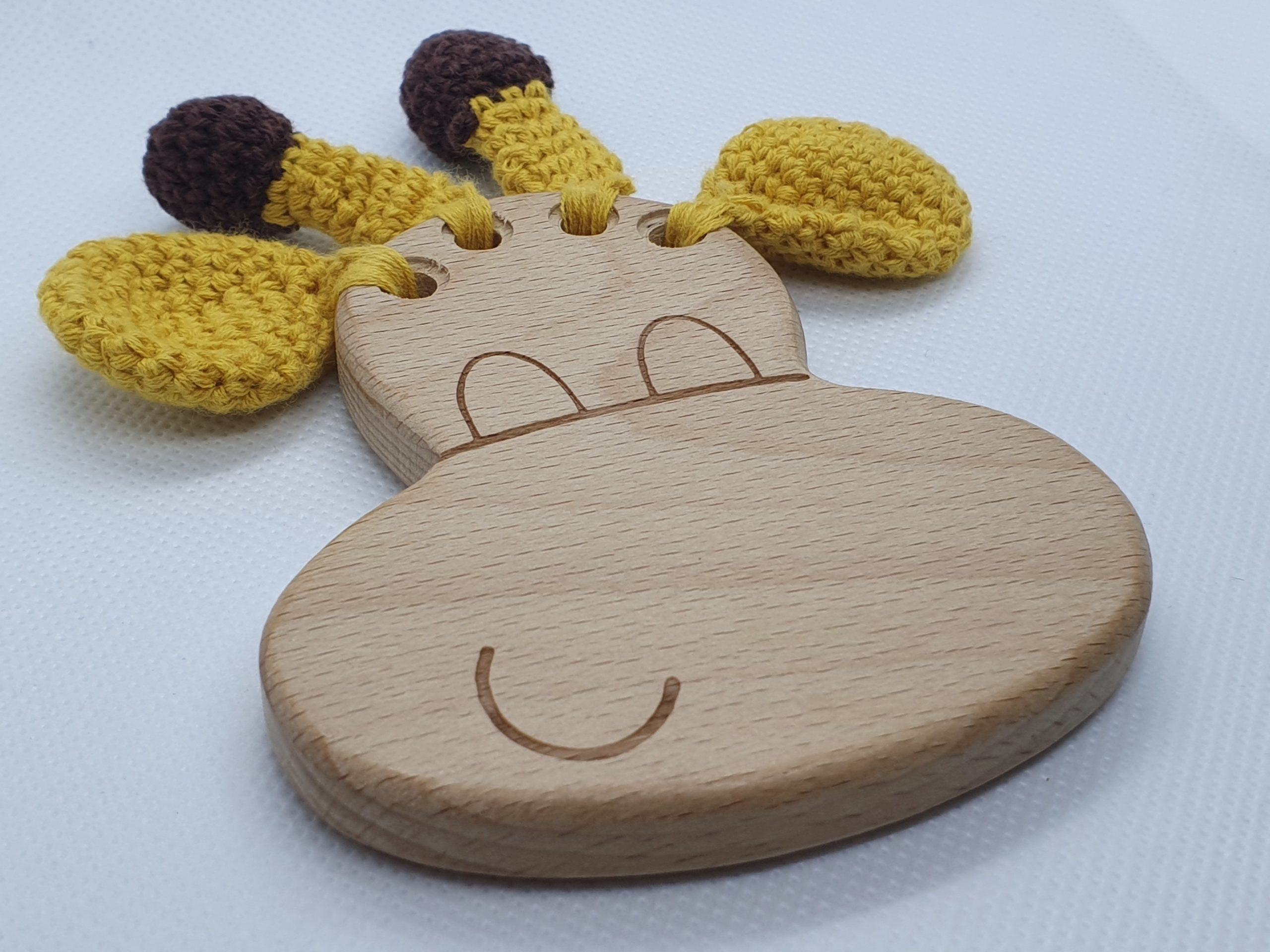 Houten Hanger wagenspanner baby Giraffe gehaakt - Baby DIY – Wood & Fun baby DIY