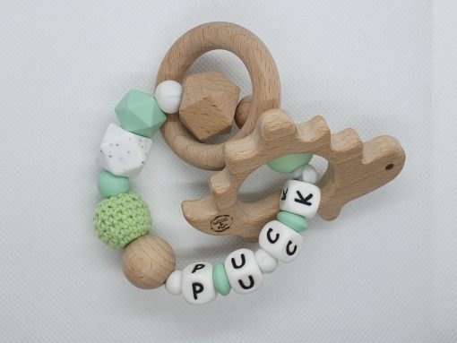 Bijtring met naam-Bijtring naam-design "Puck"-Wood & Fun